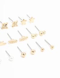 Gold Moon & Star Stud Earrings 12-Pack - link has visual effect only