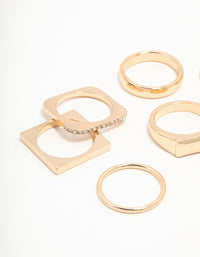 Gold Diamante Square Stacking Rings 8-Pack - link has visual effect only