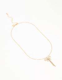 Gold Diamante Bow Drop Necklace - link has visual effect only