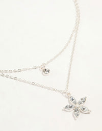 Silver Diamante Flower Layered Necklace - link has visual effect only