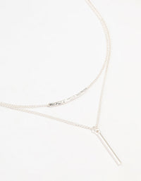 Silver Bar Layered Necklace - link has visual effect only