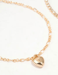 Gold Diamante Chain & Heart Bracelets 2-Pack - link has visual effect only