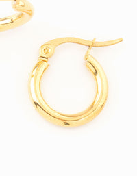 Waterproof Gold Plated Stainless Steel Clean Hinge Hoop Earrings - link has visual effect only