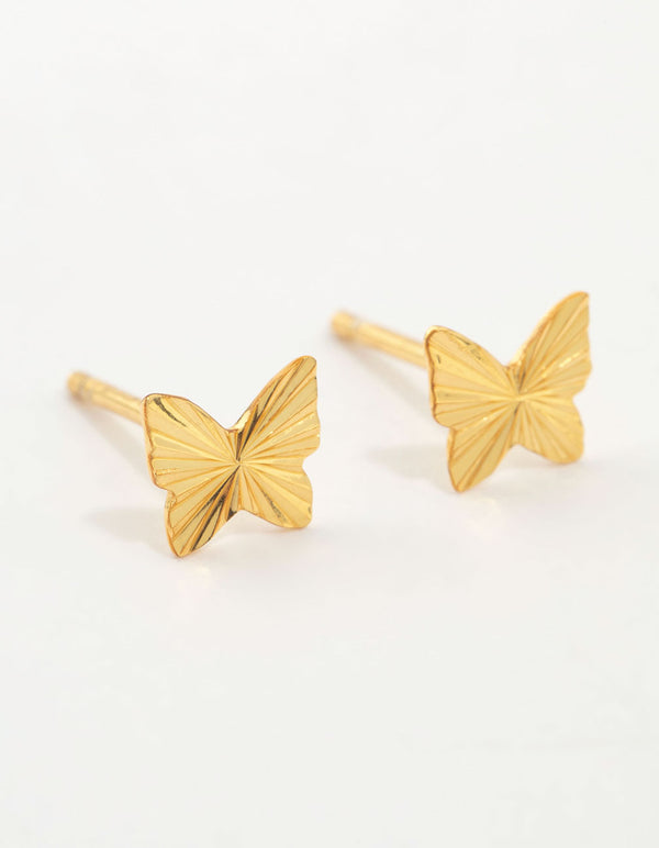 Gold Plated Sterling Silver Butterfly Stud Earrings