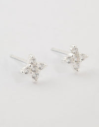 Sterling Silver Cubic Zirconia Micro Clover Stud Earrings - link has visual effect only