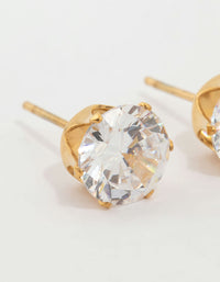 Waterproof Gold Plated Stainless Steel Cubic Zirconia Stud Earrings - link has visual effect only