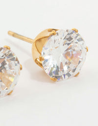 Waterproof Gold Plated Stainless Steel Cubic Zirconia Stud Earrings - link has visual effect only