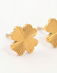 Waterproof Gold Plated Stainless Steel Flower Stud Earrings - link has visual effect only