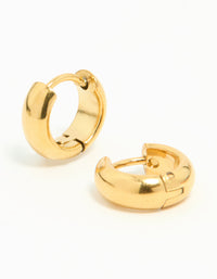 Waterproof Gold Plated Stainless Steel Chubby Huggie Earrings - link has visual effect only