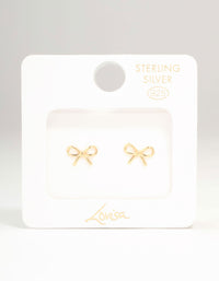 Gold Plated Sterling Silver Bow Stud Earrings - link has visual effect only