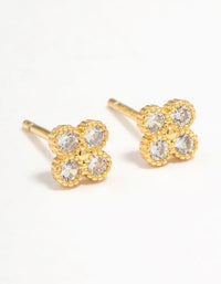 Gold Plated Sterling Silver Cubic Zirconia Clover Stud Earrings - link has visual effect only