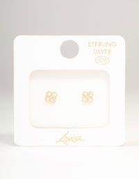 Gold Plated Sterling Silver Cubic Zirconia Clover Stud Earrings - link has visual effect only