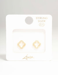 Gold Plated Sterling Silver Cubic Zirconia Clover Stud Earrings - link has visual effect only