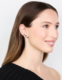 Black Cubic Zirconia Bezel Stud Earrings 2-Pack - link has visual effect only
