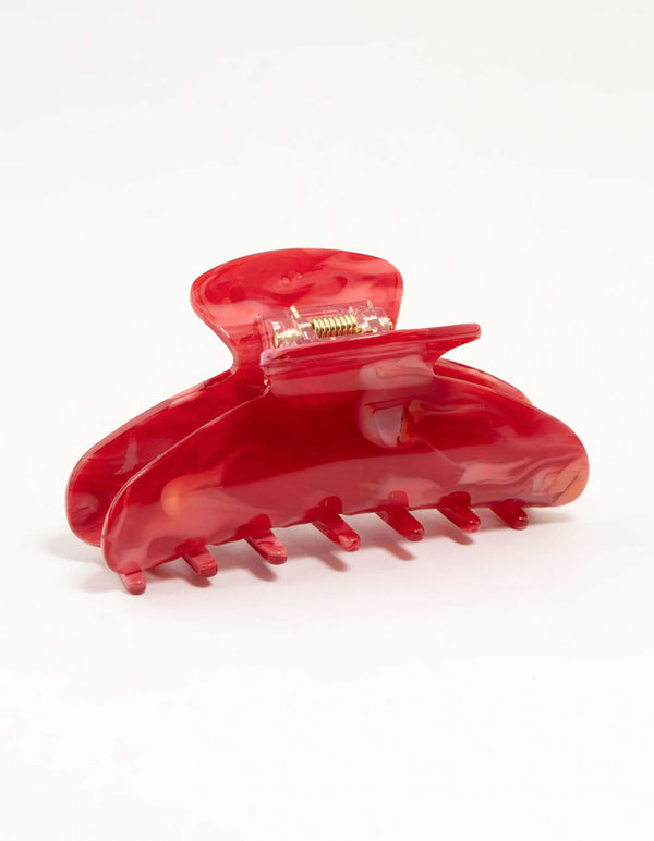 Red Acrylic Curved Basic Claw Clip