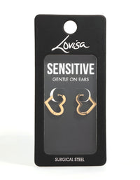 Gold Plated Surgical Steel Heart Hoop Earrings - link has visual effect only