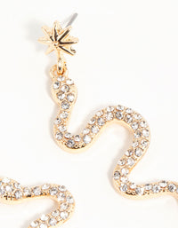 Gold Diamante Star & Snake Drop Earrings - link has visual effect only