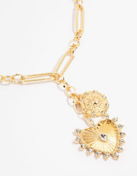 Gold Plated Heart & Sun Charm Necklace - link has visual effect only