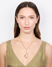 Gold Plated Heart & Sun Charm Necklace - link has visual effect only