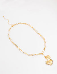 Gold Plated Heart & Sun Charm Necklace - link has visual effect only