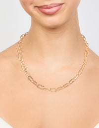 Gold Plated Oval Link Necklace - link has visual effect only