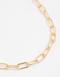 Gold Plated Oval Link Necklace - link has visual effect only