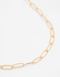 Gold Plated Fine Oval Link Necklace - link has visual effect only