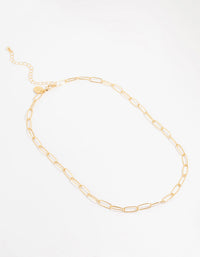 Gold Plated Fine Oval Link Necklace - link has visual effect only