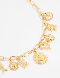 Gold Plated Sun & Shell Charm Necklace - link has visual effect only