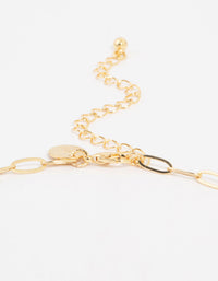 Gold Plated Pink Bead & Pearl Charm Necklace - link has visual effect only