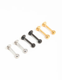 Mixed Finish Surgical Steel Diamante Flat Back Studs 6-Pack - link has visual effect only