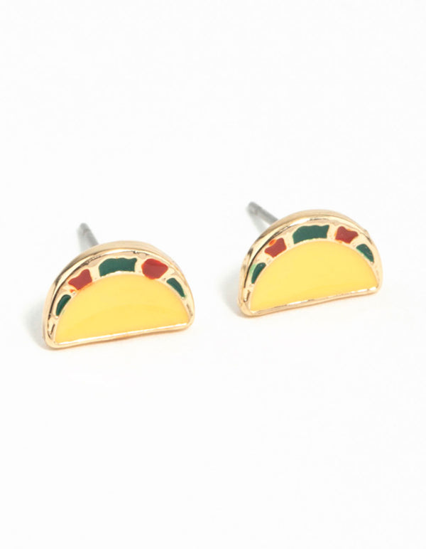 Gold Taco Stud Earrings