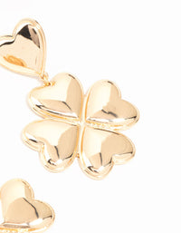 Gold Heart Clover Drop Earrings - link has visual effect only