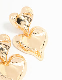 Gold Double Heart Drop Earrings - link has visual effect only