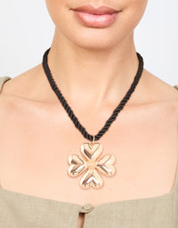 Gold Heart Clover Cord Necklace - link has visual effect only