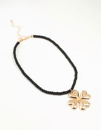 Gold Heart Clover Cord Necklace - link has visual effect only