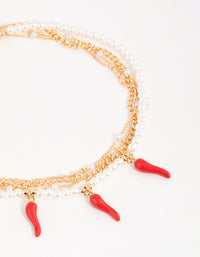 Gold Pearl & Chilli Choker Necklace - link has visual effect only