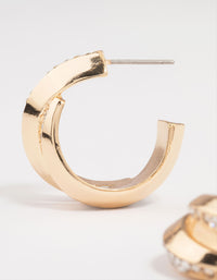 Gold Thick Diamante Double Hoop Earrings - link has visual effect only