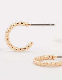 Gold Cubic Zirconia Heart & Twisted Huggie Earrings 3-Pack - link has visual effect only