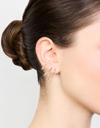 Rose Gold Plated Sterling Silver Textured Hoop Earrings 3-Pack - link has visual effect only