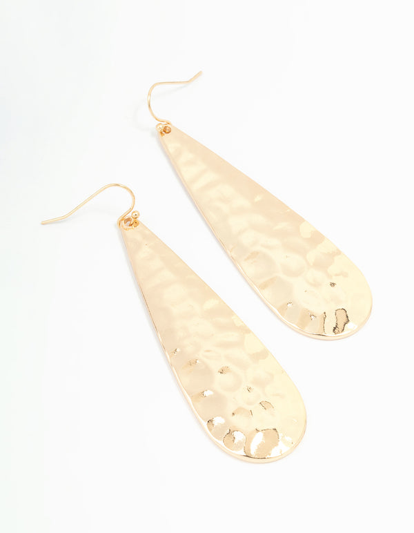 Gold Molten Teardrop Earrings