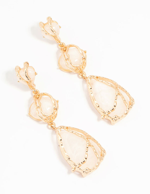 Acrylic Gold Wrapped Drop Earrings