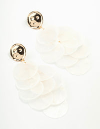 White Layered Scale Drop Earrings - link has visual effect only