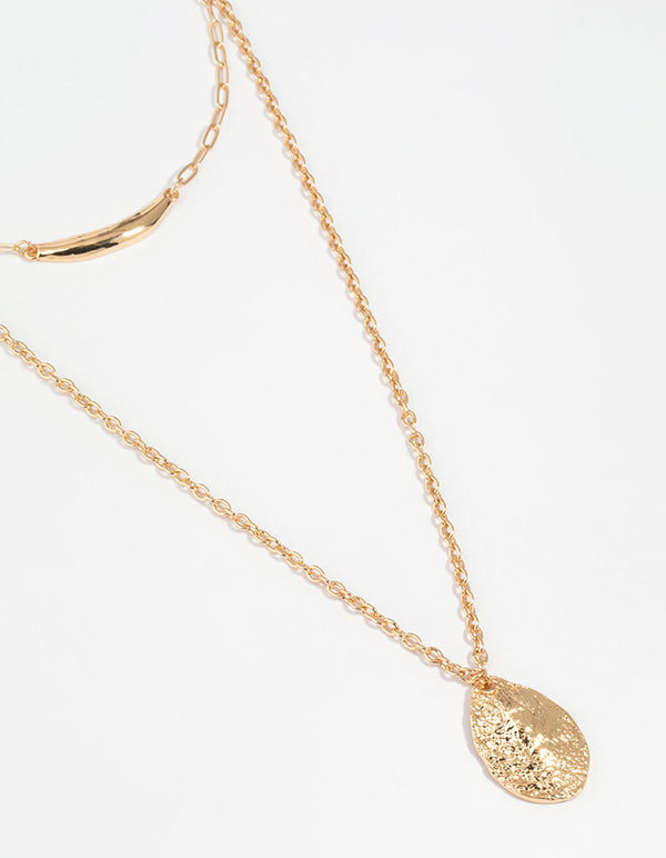 Gold Molten Layered Necklace