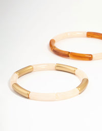 Gold & Brown Stretch Bracelets 3-Pack - link has visual effect only