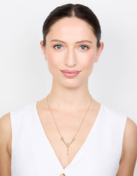 Gold Plated Pearl Flower Trio Y-Necklace - link has visual effect only