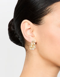 Gold Plated Diamante & Pearl Flower Hoop Earrings - link has visual effect only