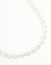 Silver Plated Pearl & Ball Necklace - link has visual effect only