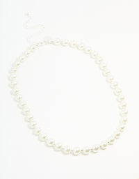 Silver Plated Pearl & Ball Necklace - link has visual effect only