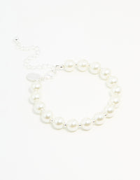 Silver Plated Pearl Chain Bracelet - link has visual effect only